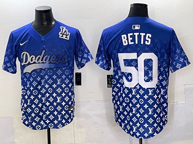 Men Los Angeles Dodgers 50 Betts Blue Nike 2025 MLB jersey 08